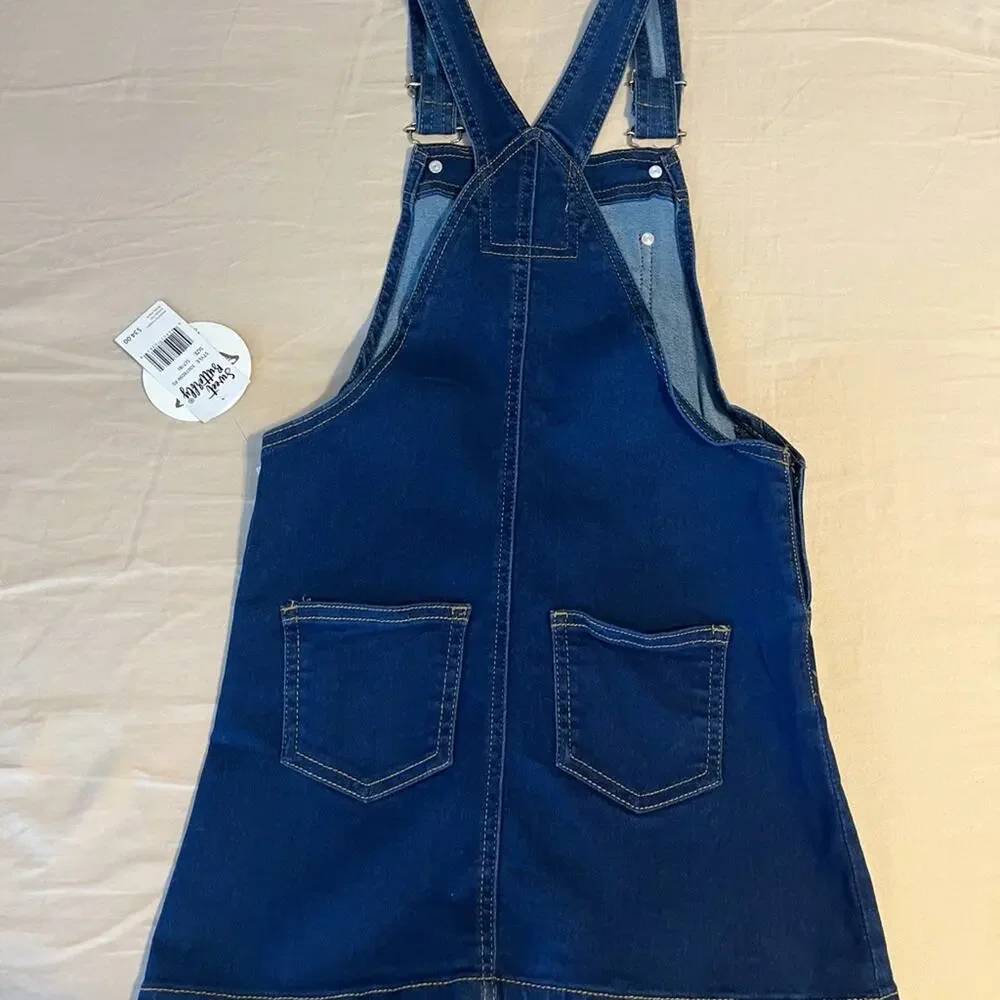 NWT Sweet Butterfly Dark Denim Girls Overall Dress Size 6/7 Small